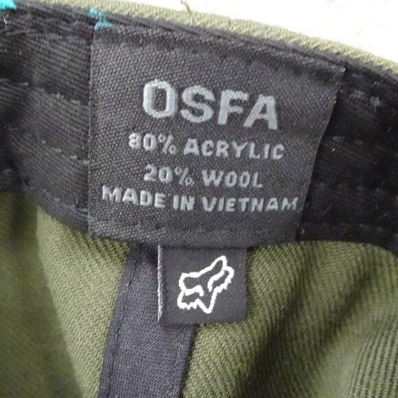 Fox Hat Snapback Cap Olive Military Green Aqua Fox Patch Wool Acrylic - Picture 7 of 11